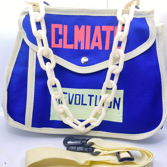 Blue Clmiate Handbag with adjustable straps